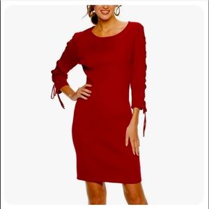 Nina Leonard 3/4 sleeve length ribbed dress size large